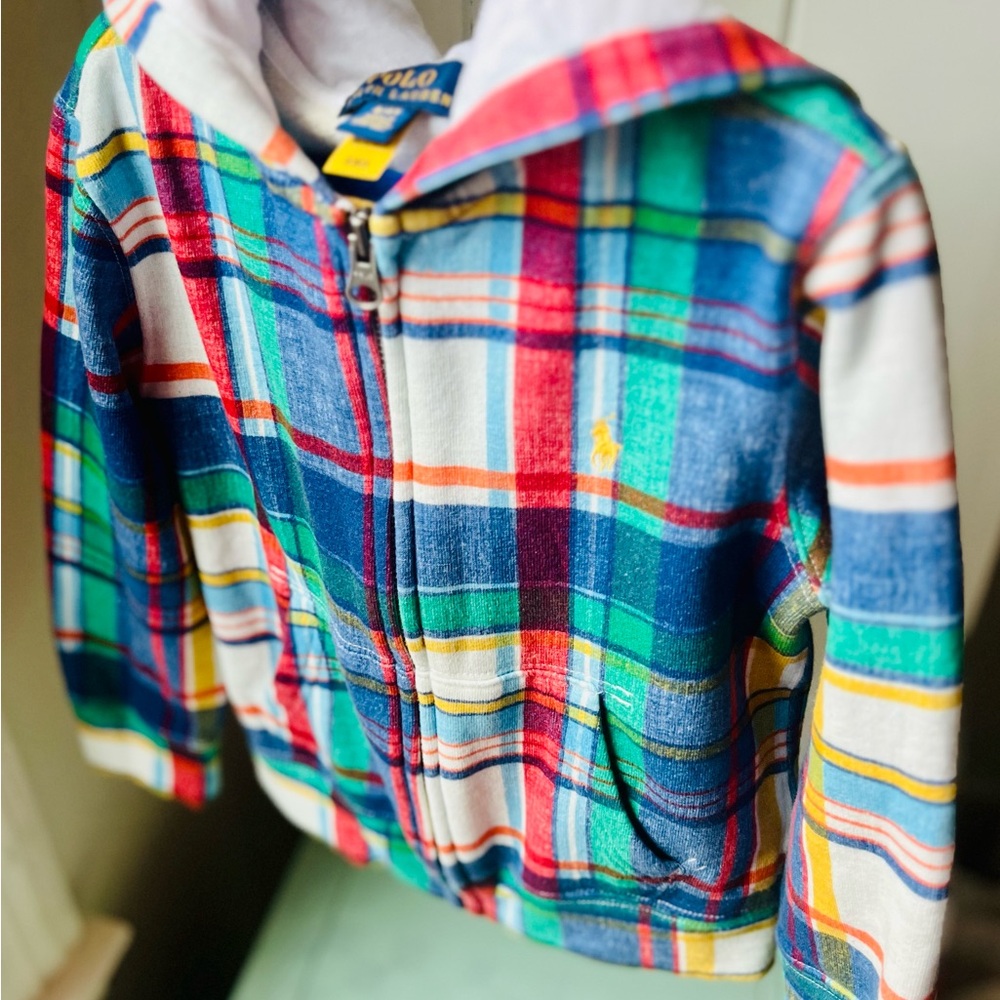 NWOT - Ralph Lauren Children’s Madras print Zip up jacket. Size 4T.